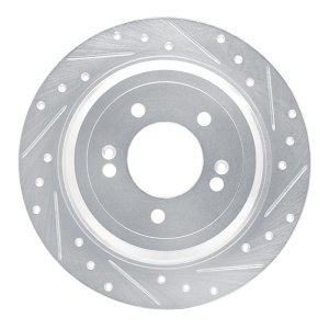Hyundai Tucson Brake Rotor (1) - Rear Right - R1 Concepts - Drilled & Slotted - Silver - `17-`25
